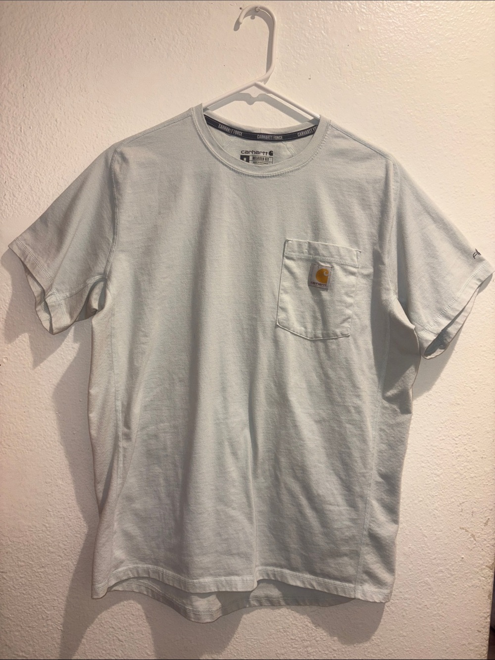 Carhartt Light Blue Pocket Tee with Logo Patch - Men